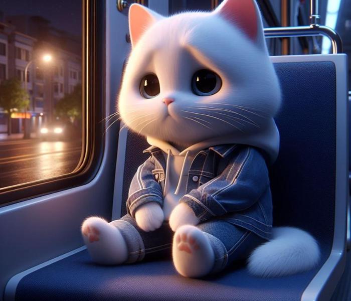 Ảnh mèo anime chibi buồn khóc cute đáng yêu