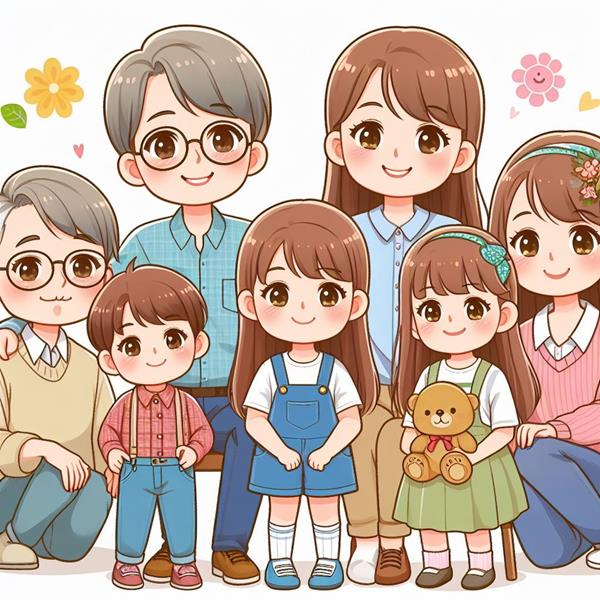 Ảnh gia đình 7 người chibi cute