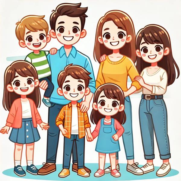 Ảnh gia đình 7 người chibi đẹp