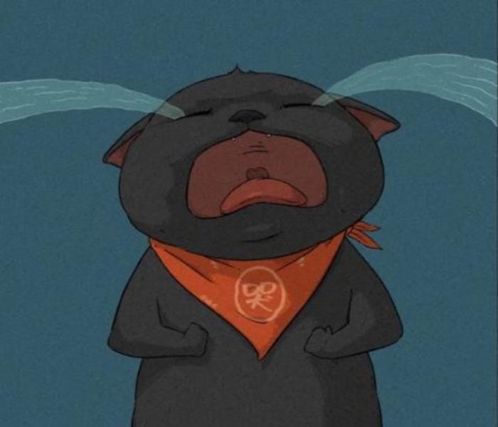 Ảnh mèo anime chibi buồn khóc cute đáng yêu