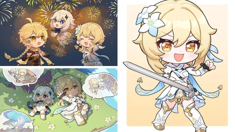 Ảnh Lumine chibi – Bộ sưu tập dễ thương và đầy sức hút từ Genshin Impact