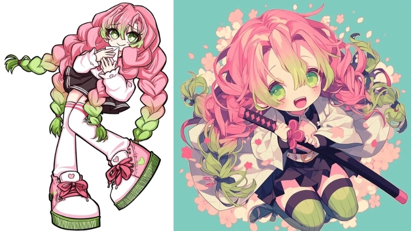 Ảnh Mitsuri chibi – Bộ sưu tập dễ thương và ngọt ngào từ Kimetsu no Yaiba