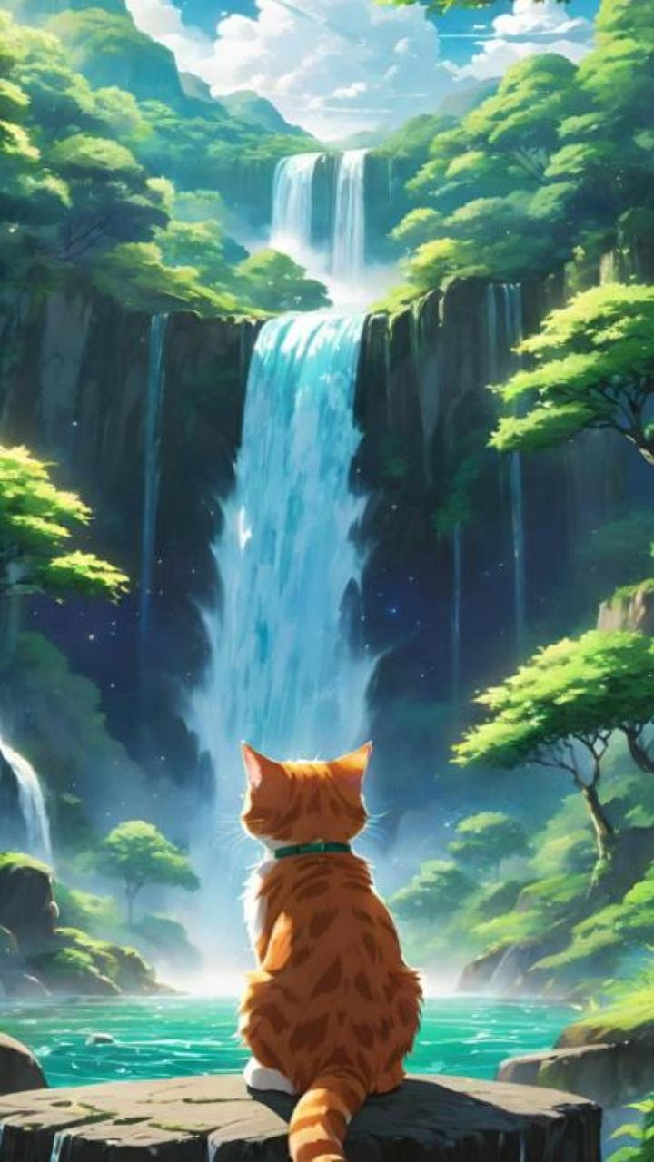 Hình nền mèo anime dễ thương cho iphone, điện thoại 