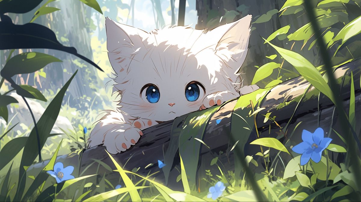 Hình nền laptop ảnh mèo anime ngộ nghĩnh cưng xỉu 