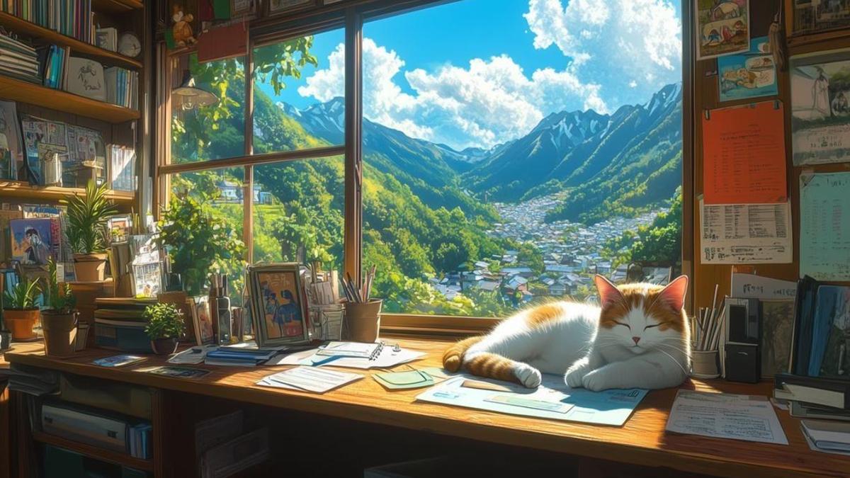 Hình nền laptop ảnh mèo anime ngộ nghĩnh cưng xỉu 