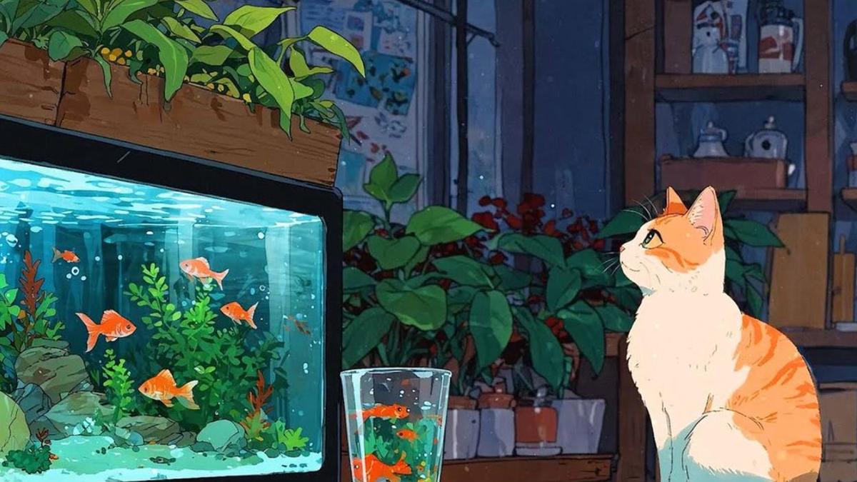 Hình nền laptop ảnh mèo anime ngộ nghĩnh cưng xỉu 