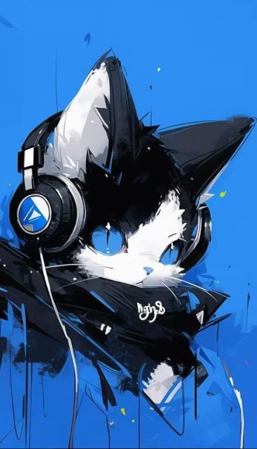 Hình nền mèo đen anime cute cho điện thoại 