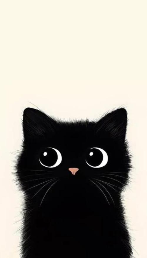 Hình nền mèo đen anime cute cho điện thoại 