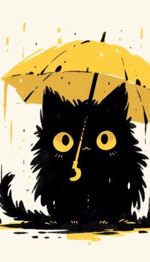 Hình nền mèo đen anime cute cho điện thoại 