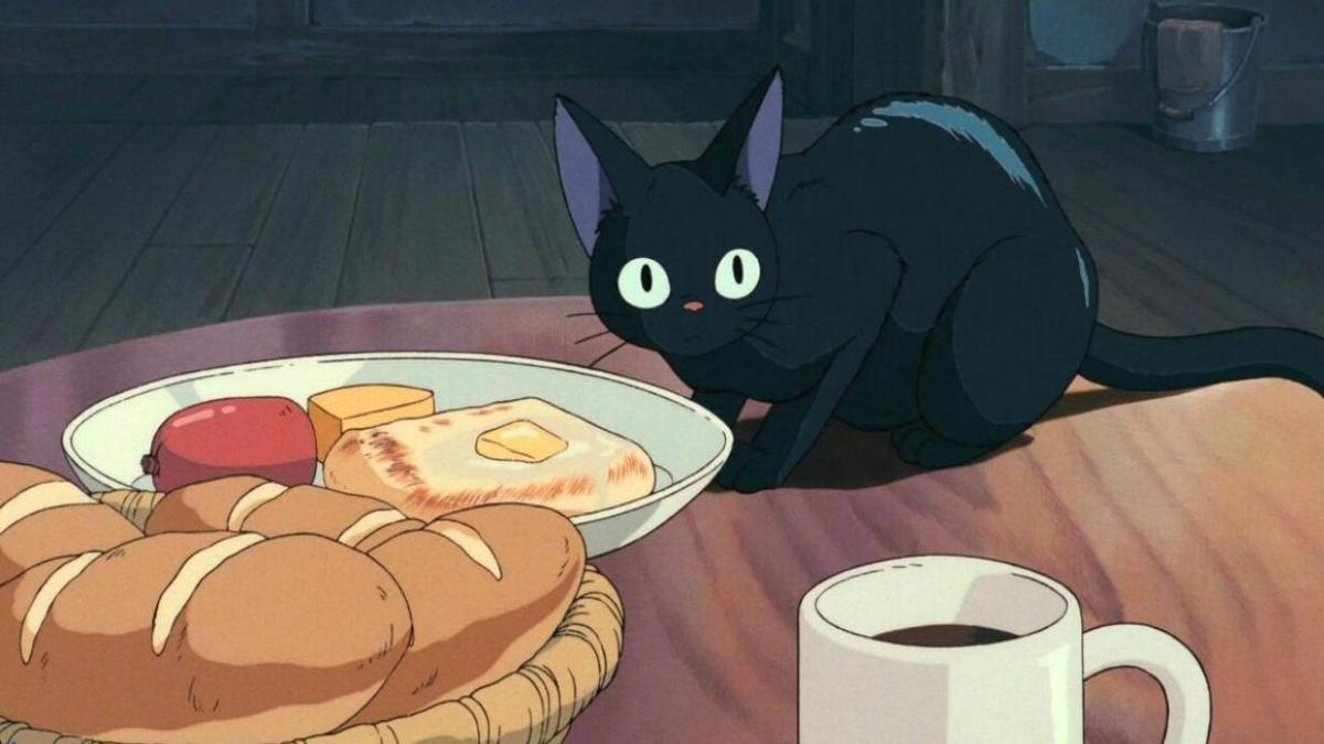 Hình nền máy tính, PC ảnh mèo đen anime ngộ nghĩnh 