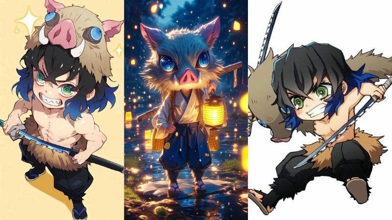 Ảnh Inosuke chibi – Bộ sưu tập hoang dã nhưng dễ thương từ Kimetsu no Yaiba