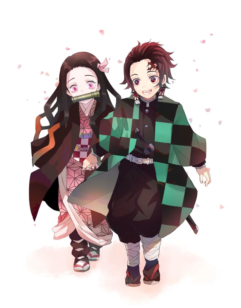 Hình ảnh Tanjiro chibi ngộ nghĩnh với đôi mắt long lanh đáng yêu.
