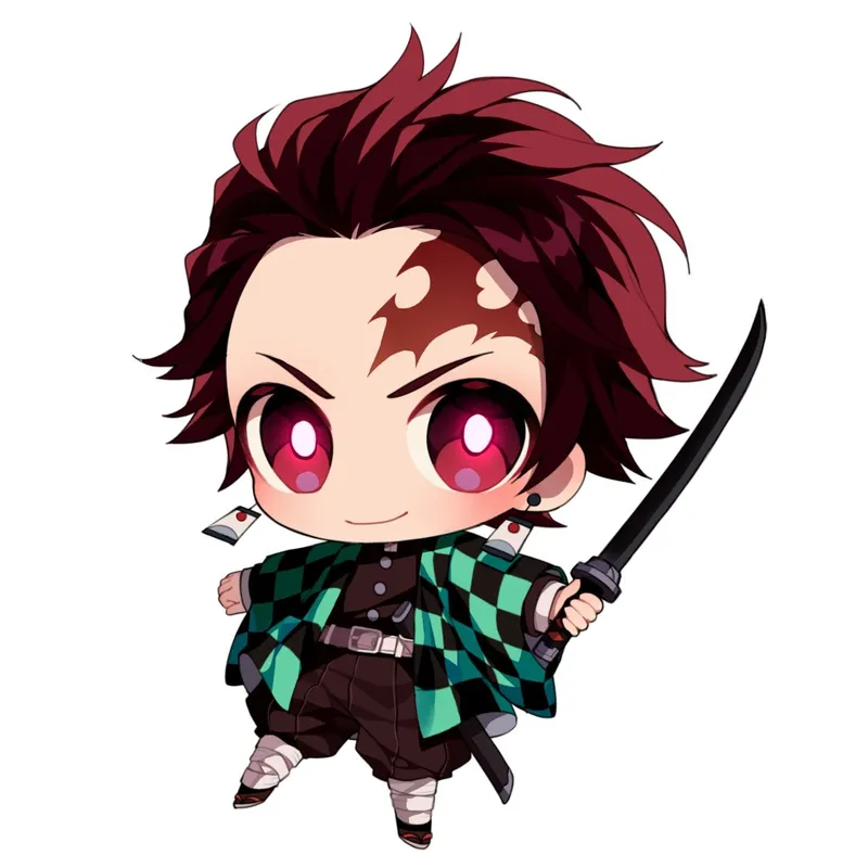 Ngắm nhìn Tanjiro chibi ngộ nghĩnh, khiến bạn không thể ngừng cười.