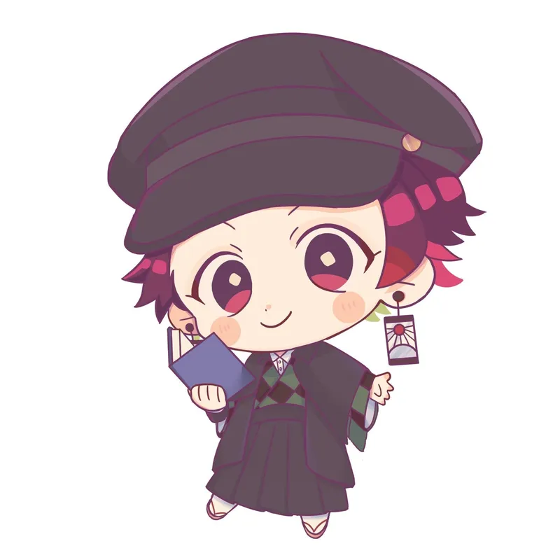 Hình ảnh Tanjiro chibi ngộ nghĩnh, phối hợp hài hòa giữa ngầu và dễ thương