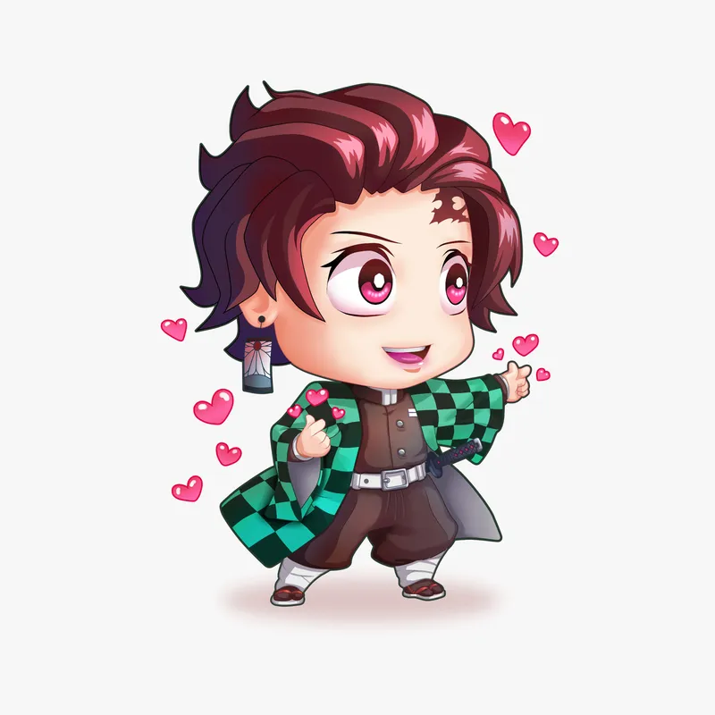 Hình ảnh Tanjiro chibi ngầu, phối hợp hài hòa giữa ngầu và cute.