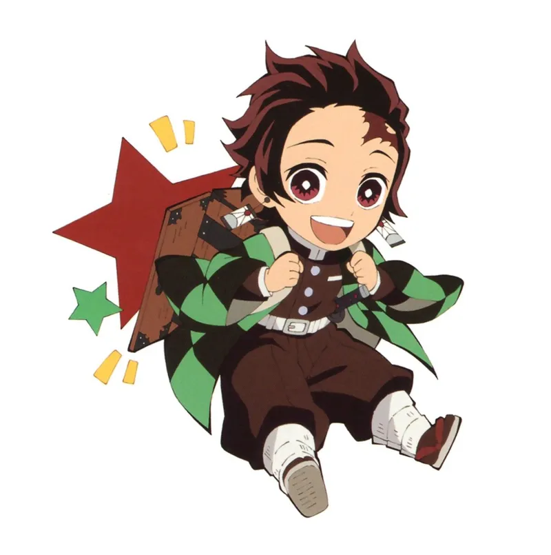 Hình ảnh Tanjiro chibi dễ thương trong dáng ngồi đầy đáng yêu.