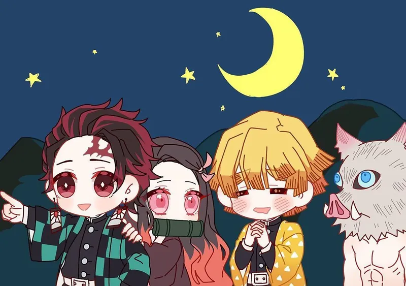 Tận hưởng vẻ dễ thương của Tanjiro chibi qua từng khung hình.
