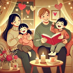 tranh vẽ gia đình 4 người